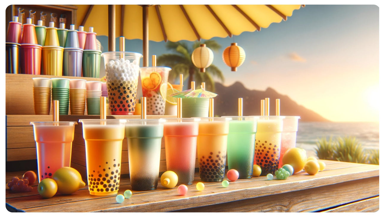 plastic cups boba tea on a drink stand hd biopak