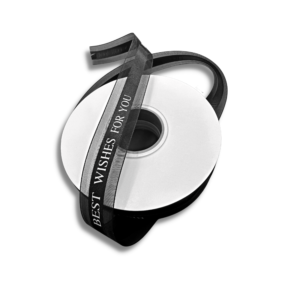 0.98" Best For You Black Fabric Ribbon | 49 Yards - 1 Roll-display