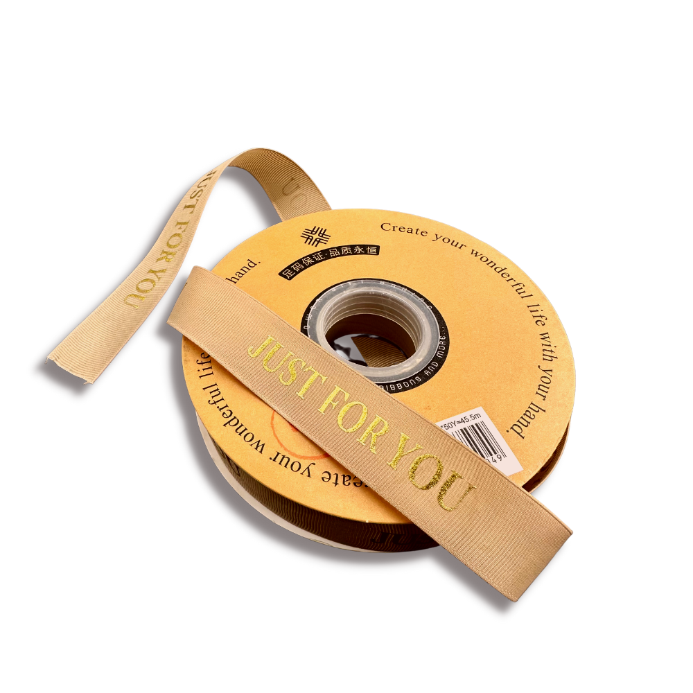 0.98" Just For You Mike Coffee Color Fabric Ribbon | 55 Yards - 1 Roll-display