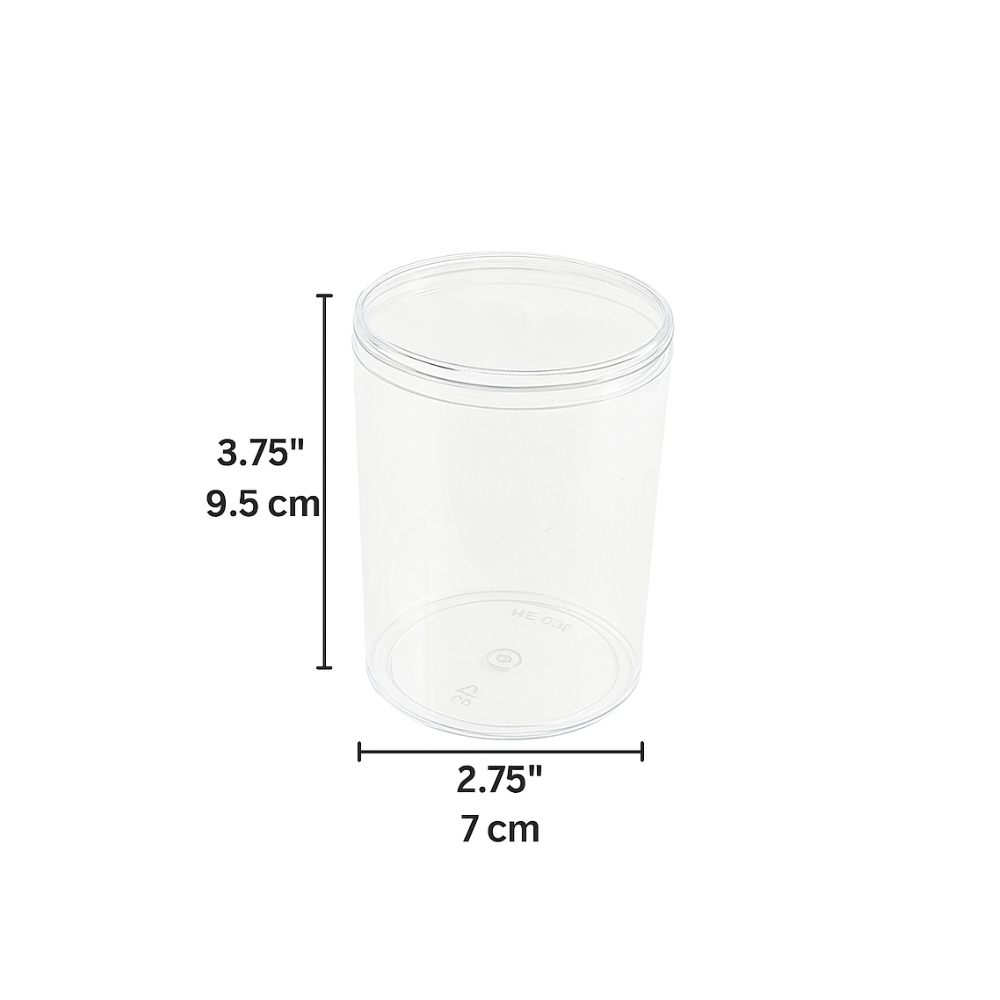 #012 | 9oz Cylindrical Hard Clear Plastic Cake Container W/ Lid | 2.75x3.75" - size
