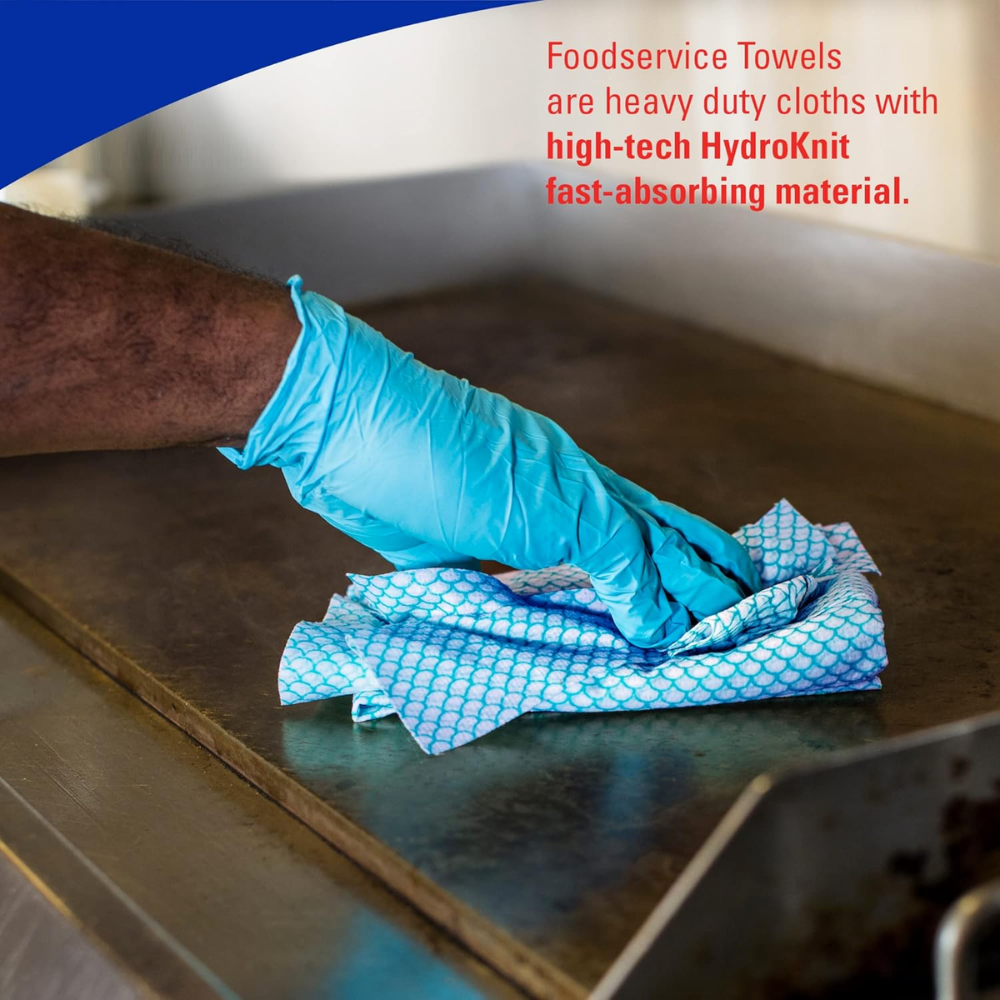 #05927 | 1/4 Fold Blue Foodservice Towels Food-Grade Cleaning Cloths | 23.2x12.2" - cleaning
