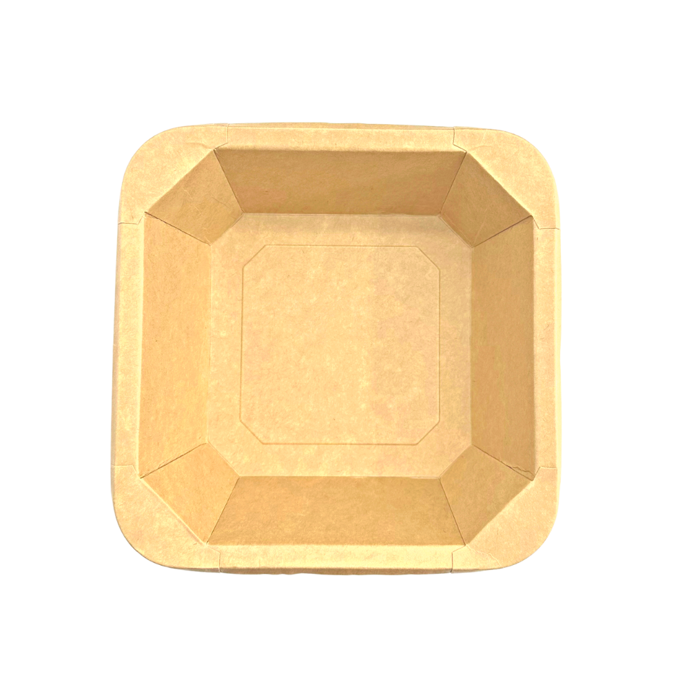 #1000S | 32oz Eco-friendly Kraft Square Paper Container (Base Only) - top