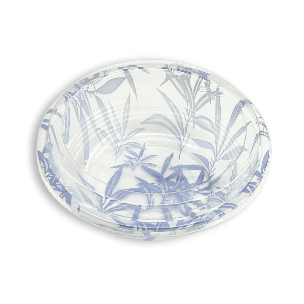 #1000 | HD-1000ML 34oz PP Blue Maple Donburi Bowl W/ PET Clear Lid