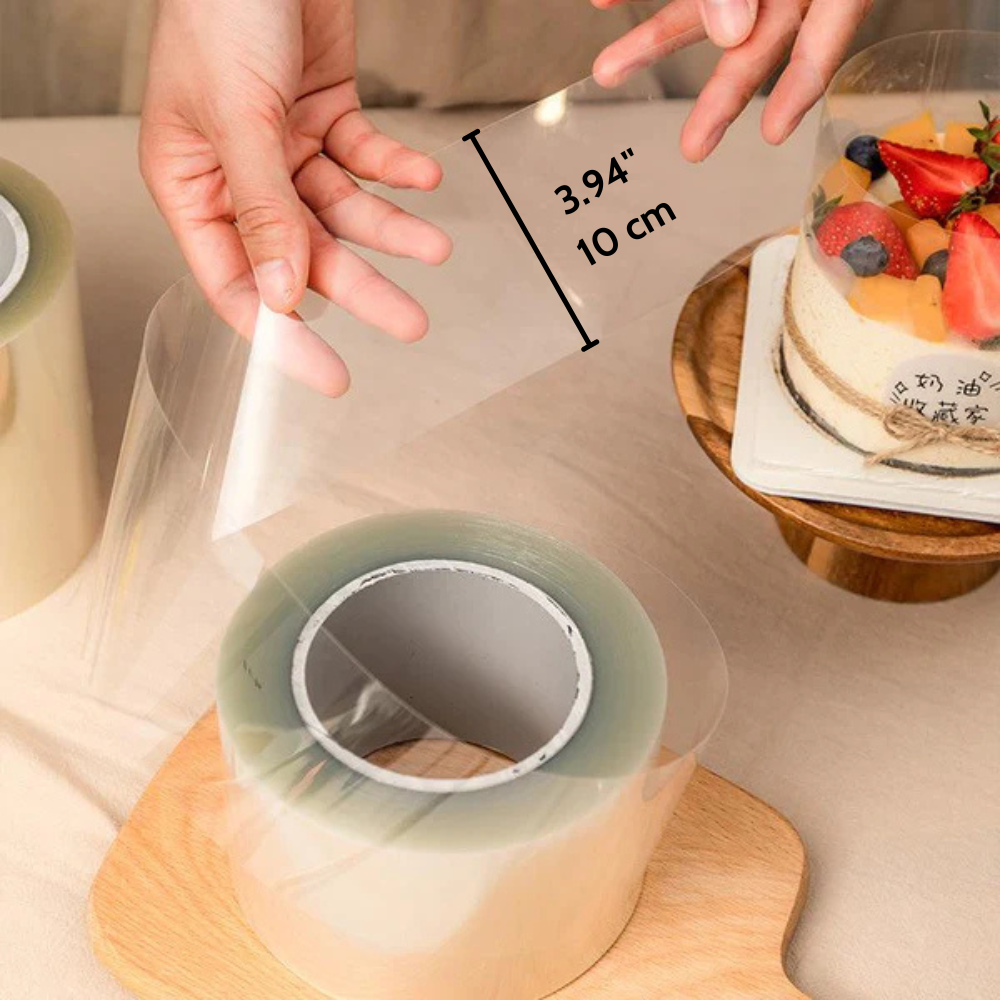 10cm Plastic Clear Thick Cake Wrap Film - size