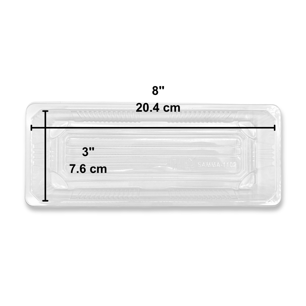 #1102 PET | Clear Sushi Tray W/ Lid | 8.66x3.54x1.77" - Base Inner