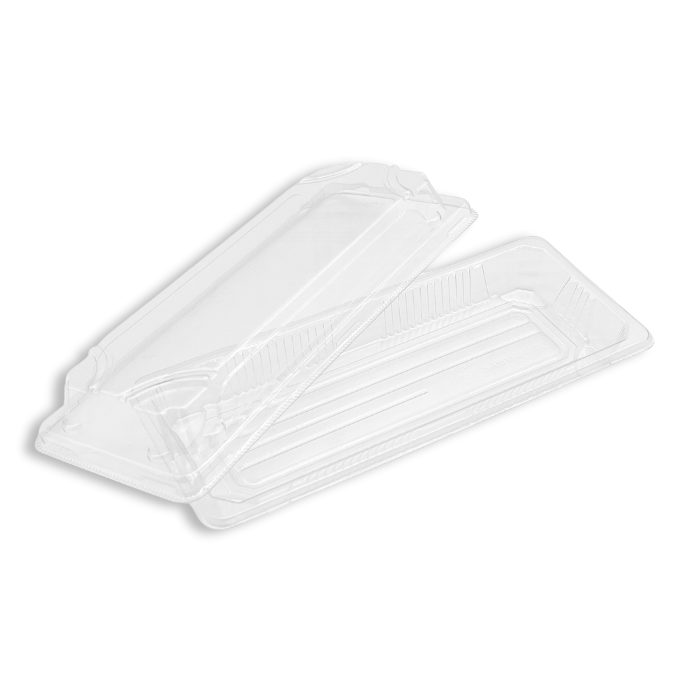 #1102 PET | Clear Sushi Tray W/ Lid | 8.66x3.54x1.77" - open