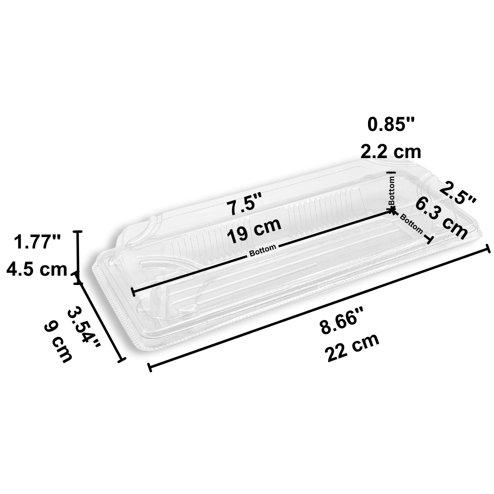 #1102 PET | Clear Sushi Tray W/ Lid | 8.66x3.54x1.77" - size