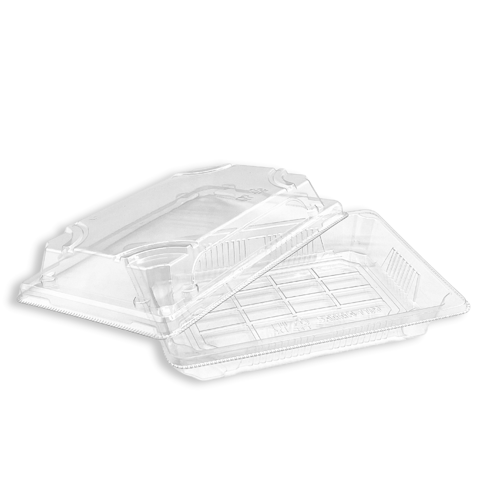 #1103 PET | Clear Sushi Tray W/ Lid | 6.5x4.53x1.89" - open