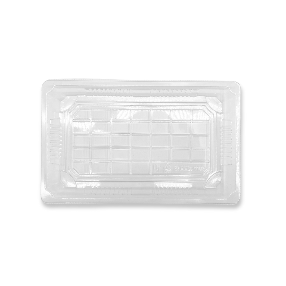 #1107 PET | Clear Sushi Tray W/ Lid | 8.54x5.24x1.65" - top