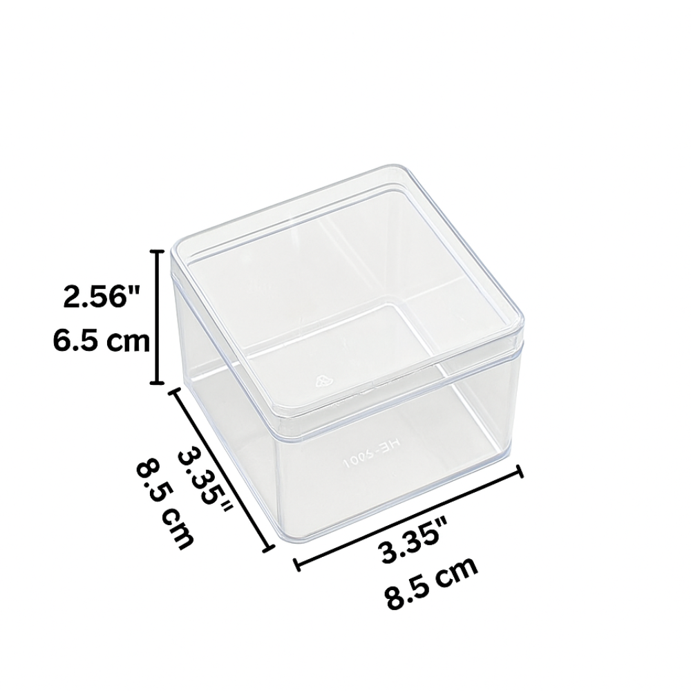 11oz Square Clear Cake Container W/ Lid | 3.35x3.35x2.56" - size