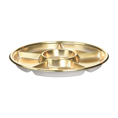 12.4" 6 Compartment Golden Plastic Round Container (Base Only) - 100 Pcs