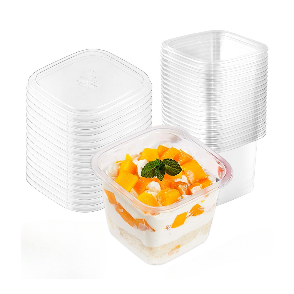 Boîte à mousse carrée en plastique transparent de 12 oz avec couvercle - 200 ensembles