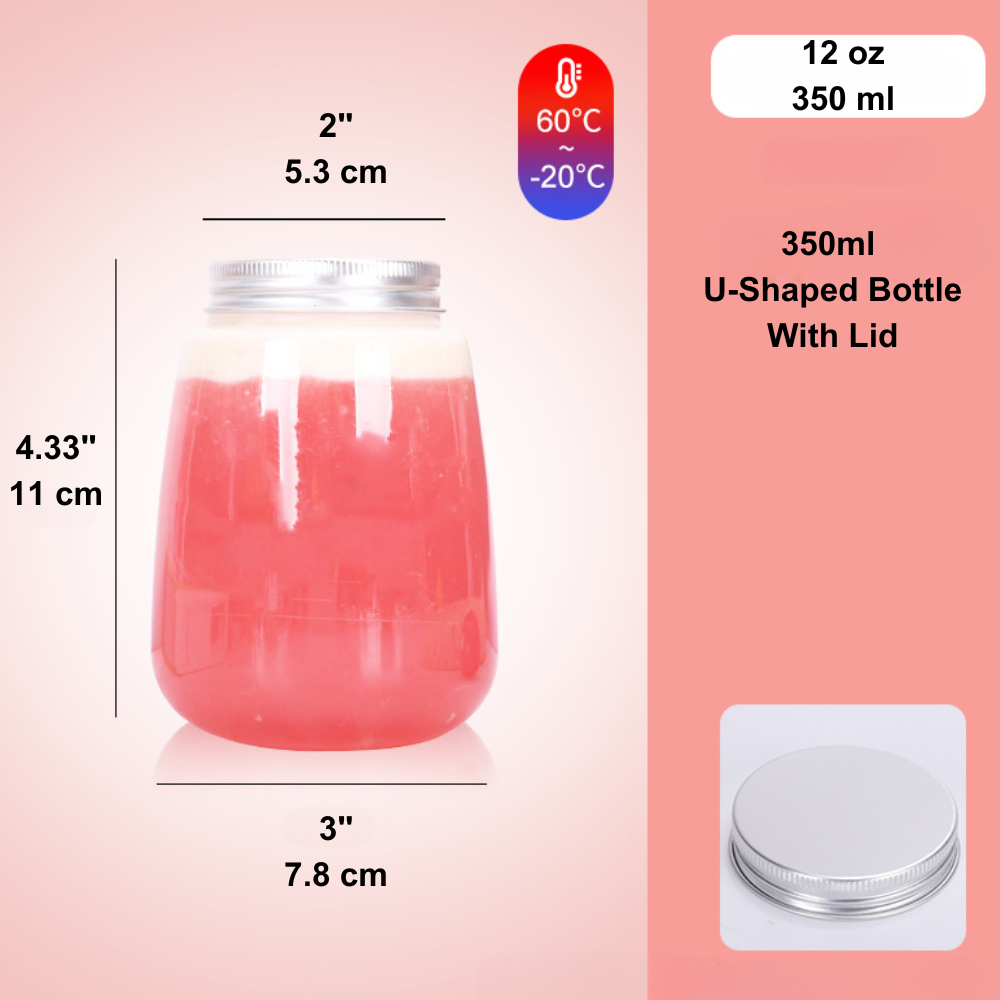 12oz U-Shaped Clear PET Bottle W/ Foil Lid