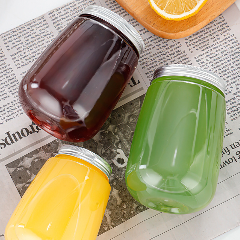 12oz U-Shaped Clear PET Bottle W/ Foil Lid