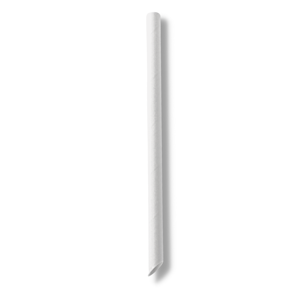 12x210mm Eco-friendly Diagonal Cut White Paper Straw (Individually Wrapped) -  2000 Pcs-front