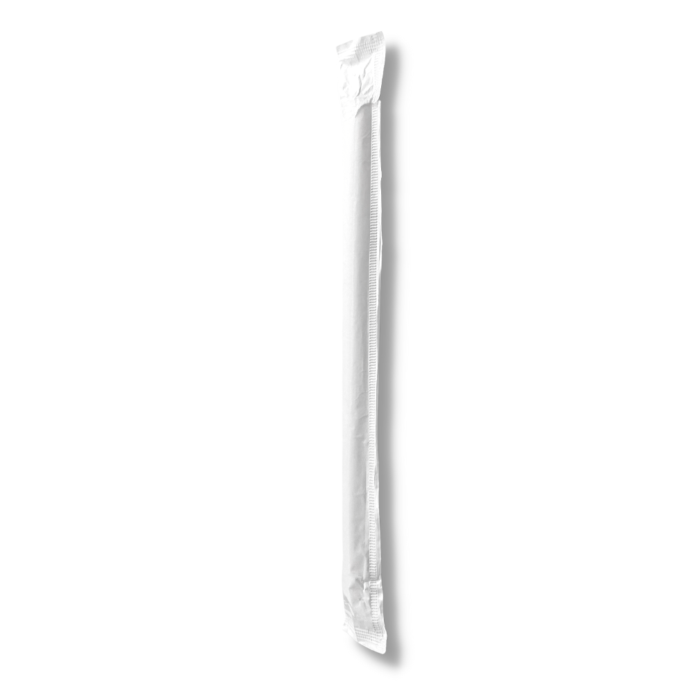 12x210mm Eco-friendly Diagonal Cut White Paper Straw (Individually Wrapped) -  2000 Pcs-package