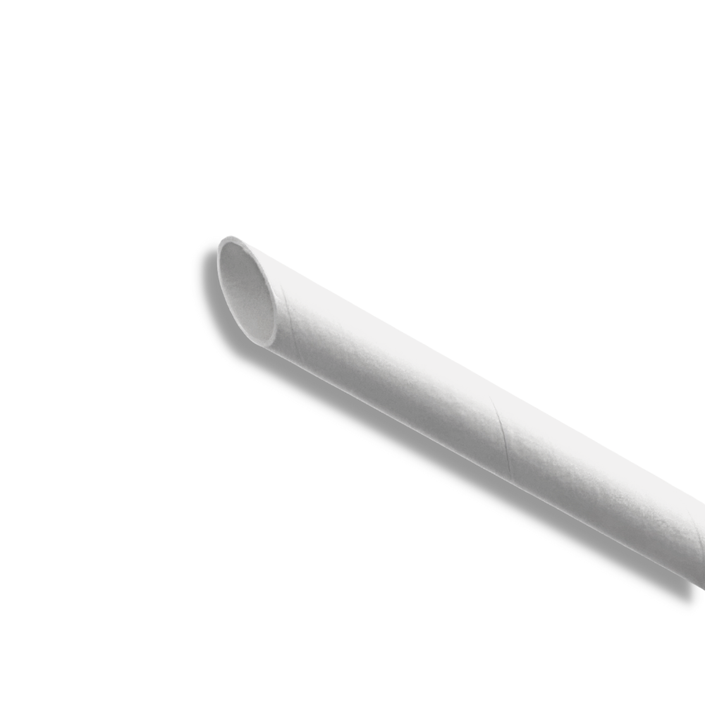 12x210mm diagonal cut white paper straws, eco-friendly biodegradable straws for bubble tea - individually wrapped bulk pack