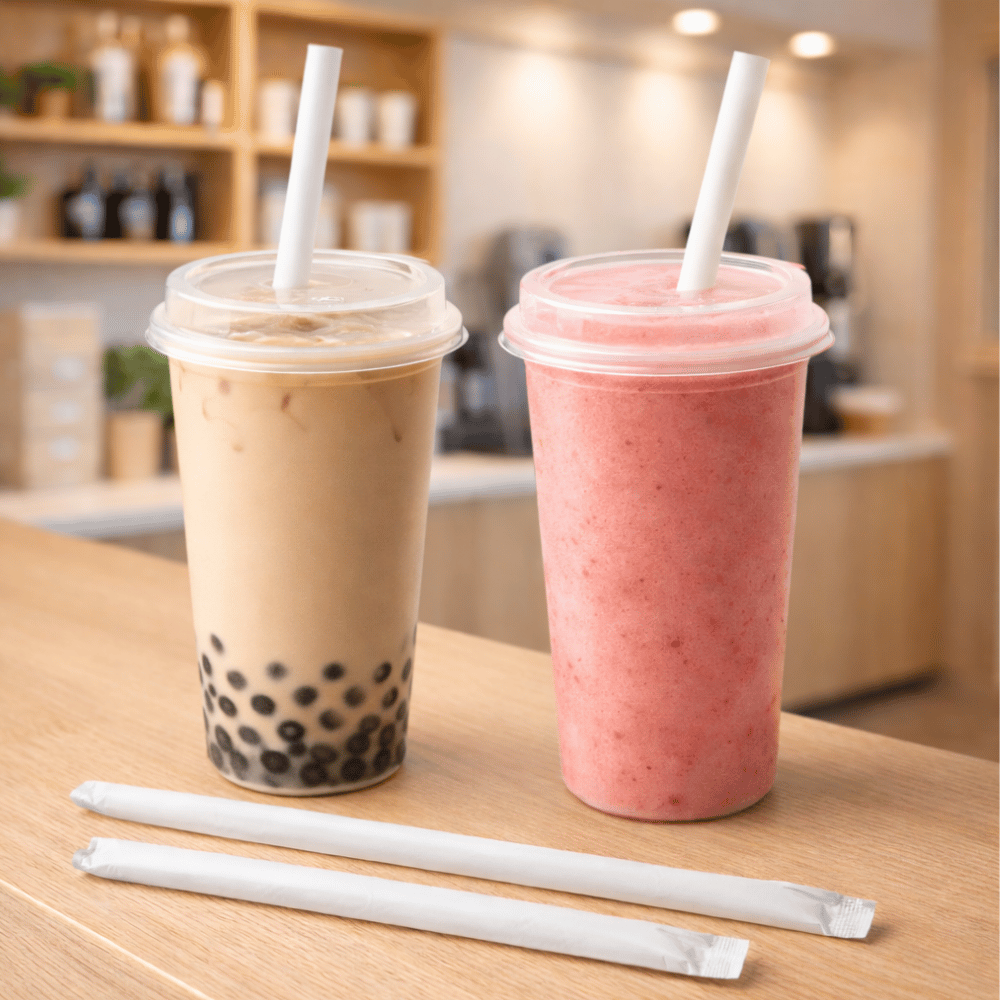 White paper straws bulk packaging for bubble tea shops, smoothie and cafes in Canada