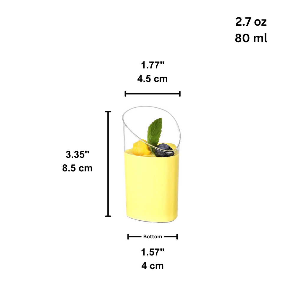 2.7oz Mini Dessert Shooter Cups | Clear Cylindrical PS Parfait Cup 80ml - size