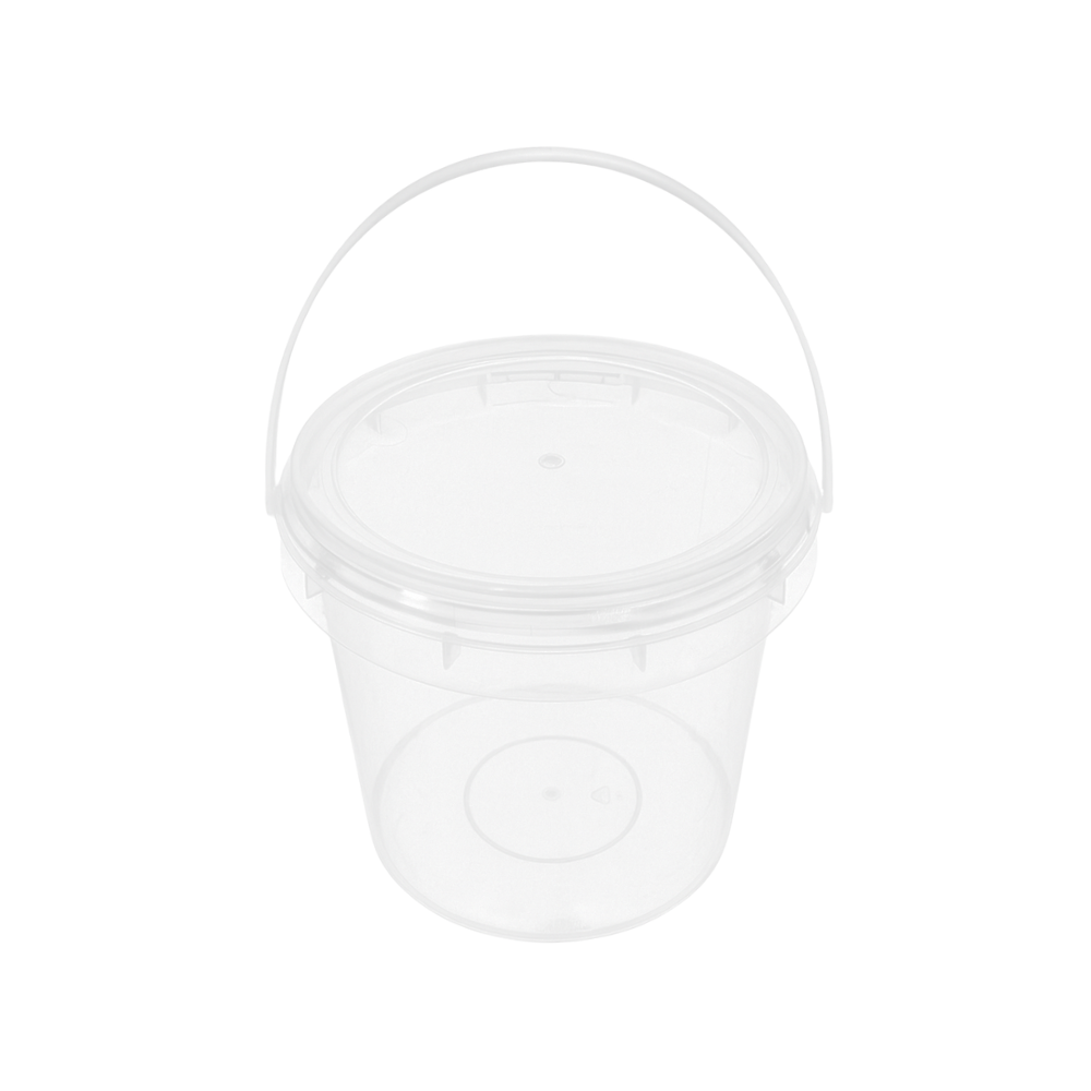 1500ml PP Takeout Plastic Drink Buckets with Lid - 100 Pcs-front