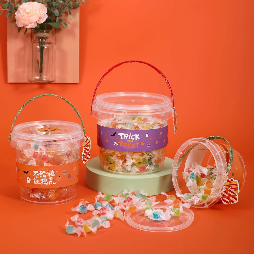 1500ml PP Takeout Plastic Drink Buckets with Lid - 100 Pcs-withfood