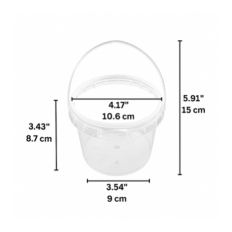 16oz Clear Plastic Bucket W/ Lid & Handle - Size