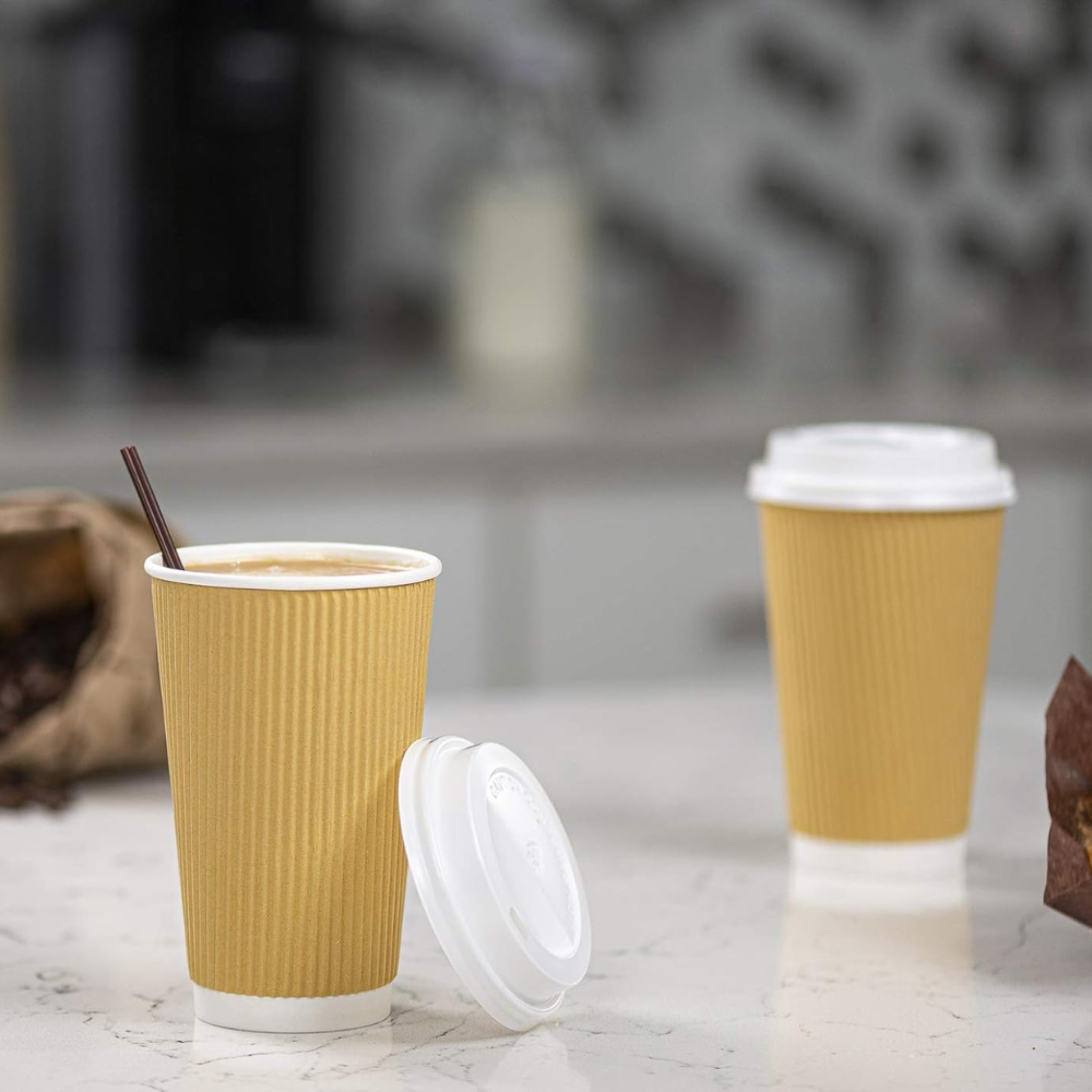 HD 16oz Kraft Ripple Wall Paper Hot Cup | 90mm Top