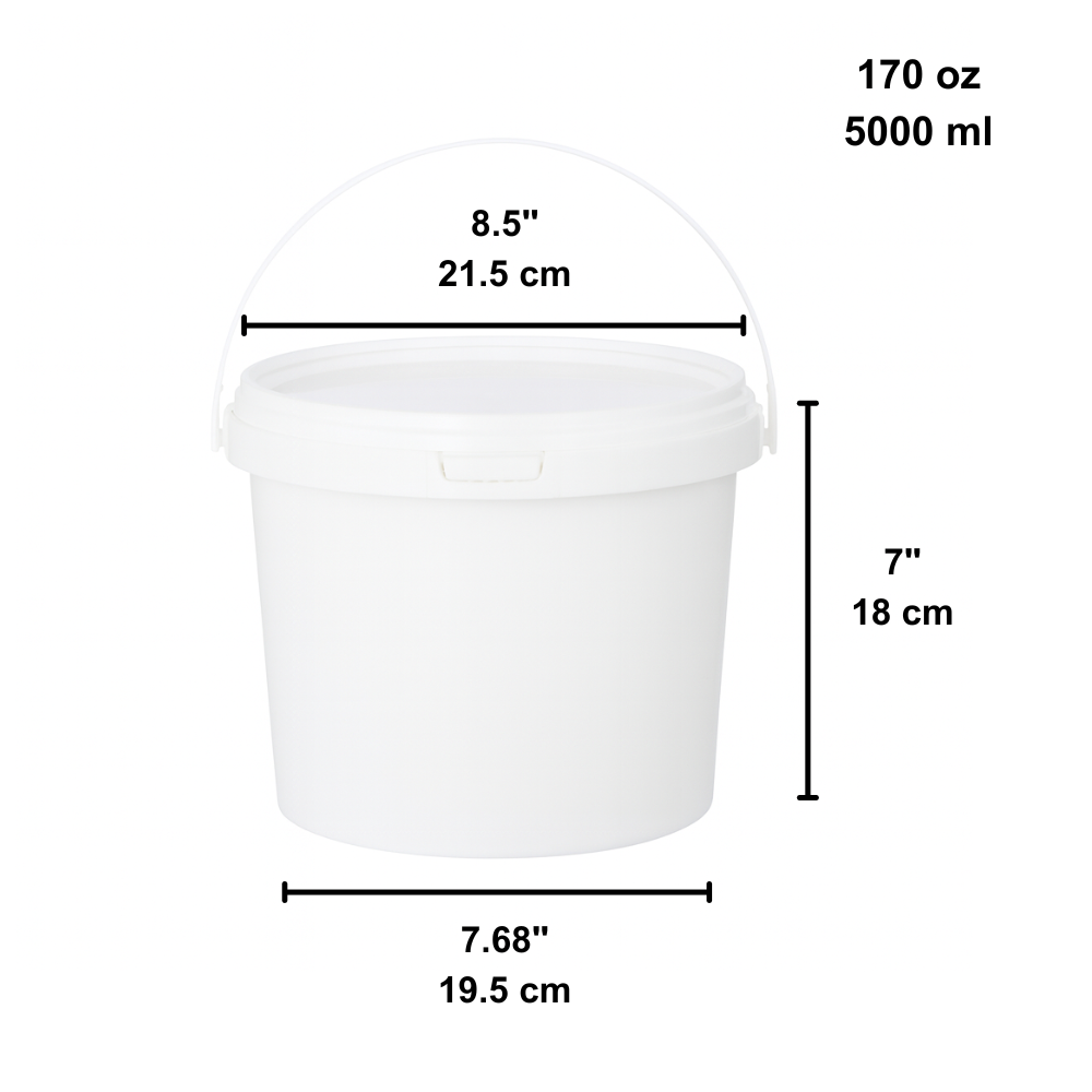 170oz PP White Dessert Food Storage Round Bucket W/ Lid & Handle-size