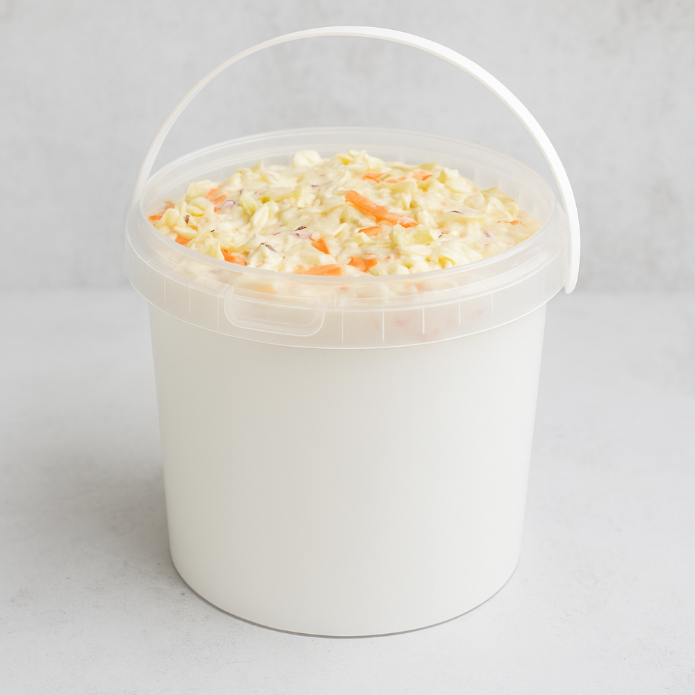 170oz PP White Dessert Food Storage Round Bucket W/ Lid & Handle-with food