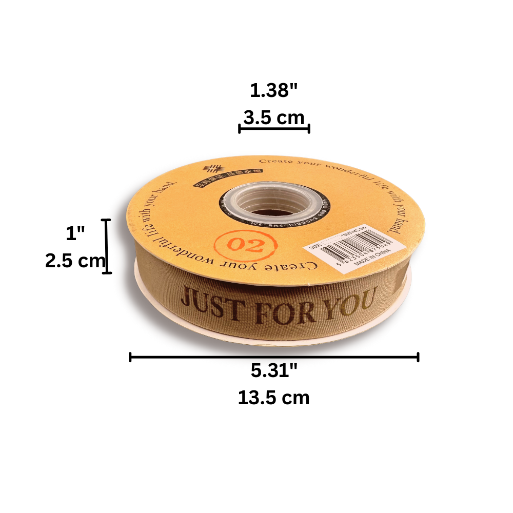 1" Just For You Mike Coffee Color Fabric Ribbon | 55 Yards - size