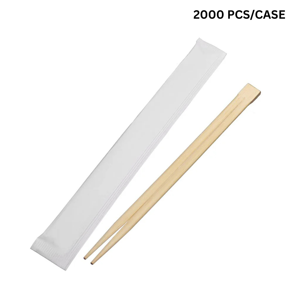 Baguettes en bambou emballées individuellement dans du papier de 8 po - 2000 paires