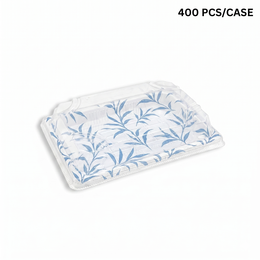 #1103 Leaf Pattern PET Sushi Tray w/PET Lid 6.5x4.53x1.89"