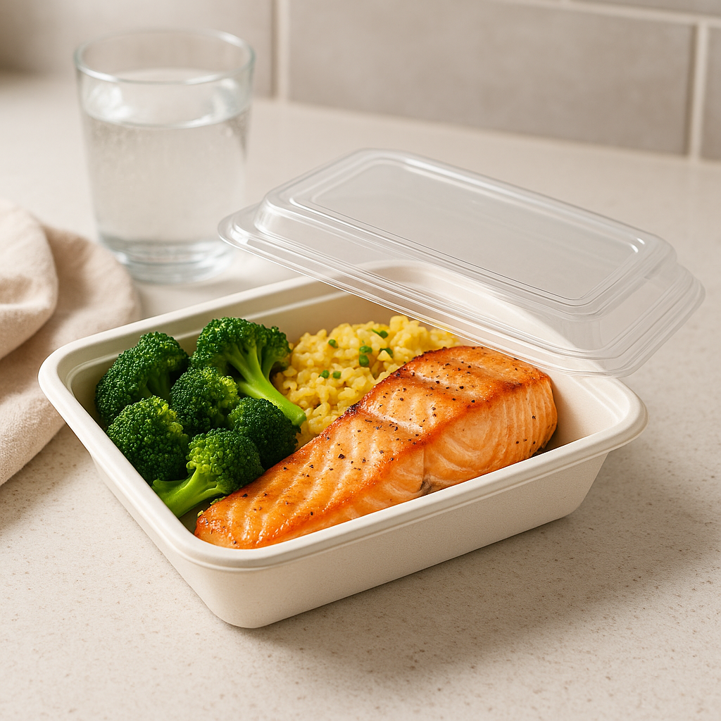 RE-38 | HD 38oz Microwaveable PP White Rectangular Container W/ Lid