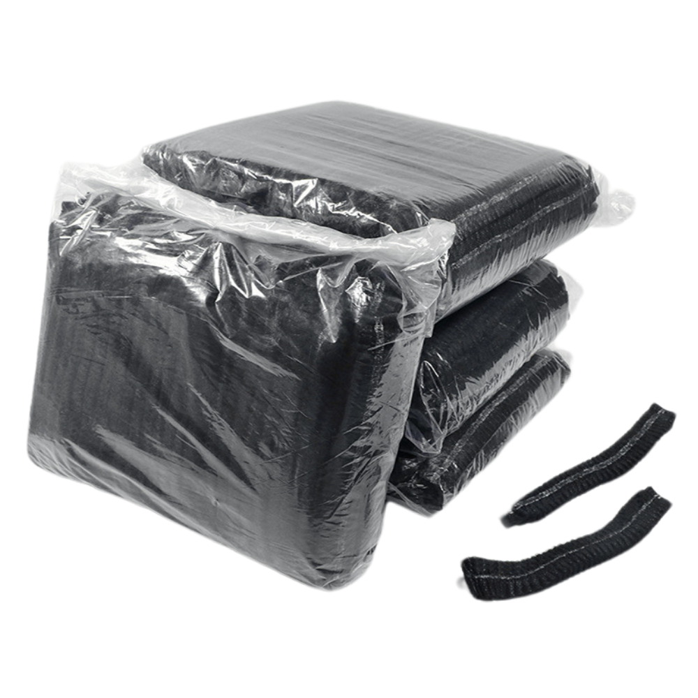 21" Black Disposable Bouffant Cap Hair Cover small packs - HD BioPak