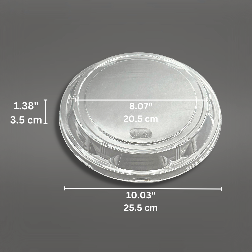 #2201 PET | 10" Golden Round Sushi Tray W/ Lid - 200 Sets-Lid Size