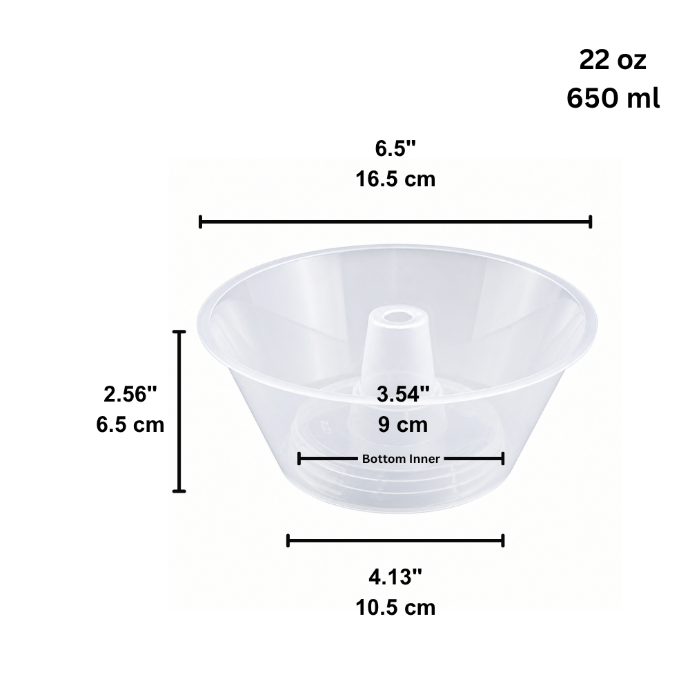 22oz 2-in-1 Clear PP Snack Cup Topper Trays W/ Straw Hole | Fit 90mm Cup - size
