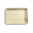 2D Compostable Rectangular Sugarcane Tray | Bagasse Plate | 8.86x6.5x1"-top