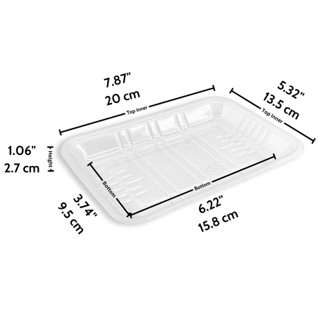 #2S PET Clear Sushi Tray Meat Tray | 7.87x5.32x1.06" - size