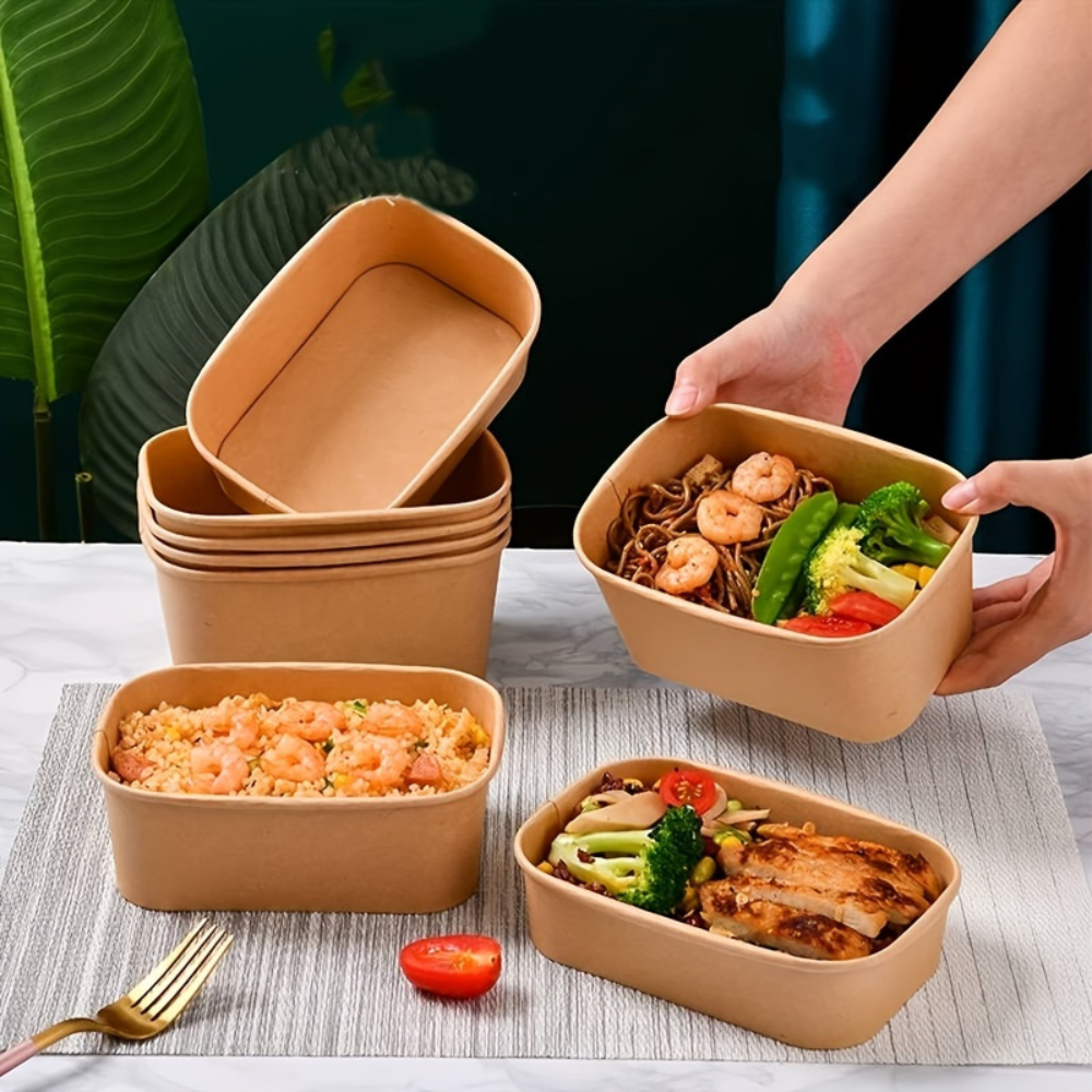 JH-R-750B | Contenant rectangulaire en papier kraft de 26 oz (base uniquement) - 300 pièces