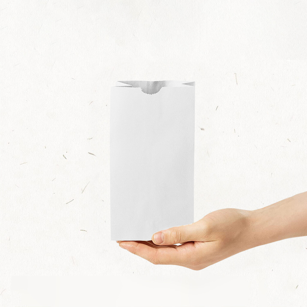 2lb  Eco-Friendly Superwhite Paper Bakery Bag  4.25x2.38x8.25 - 500 Pcs