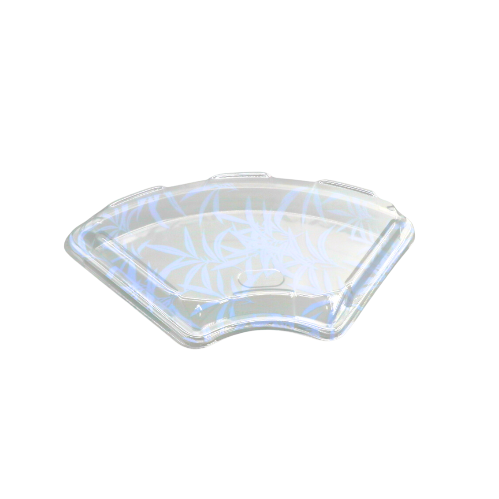 #3102 PET Lid | Clear Fan-Shaped Lid | Fit #3102 Sushi Tray (Lid Only) - with base