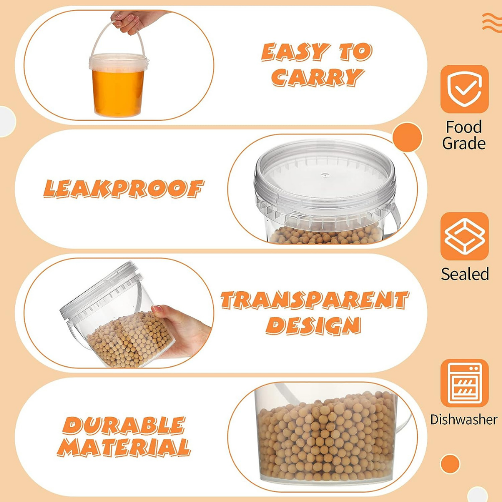 34oz Clear Plastic Bucket With Lid & Handle - Feature