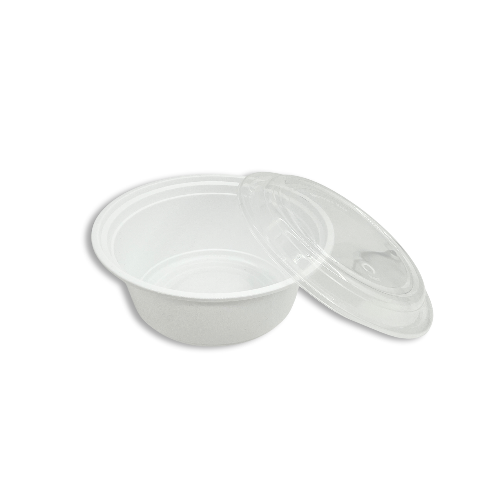RO-40 | HD 40oz Microwaveable PP White Round Container W/ Vent Lid
