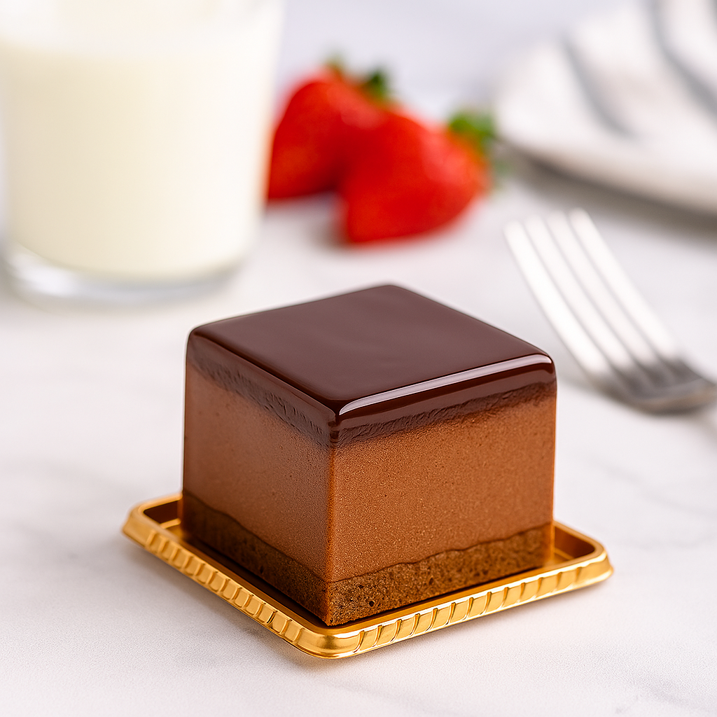 3" Plastic Golden Square Mousse Cake Board