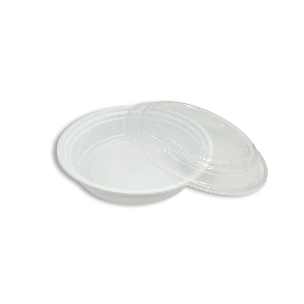 RO-24 | HD 24oz Microwaveable PP White Round Container W/ Vent Lid