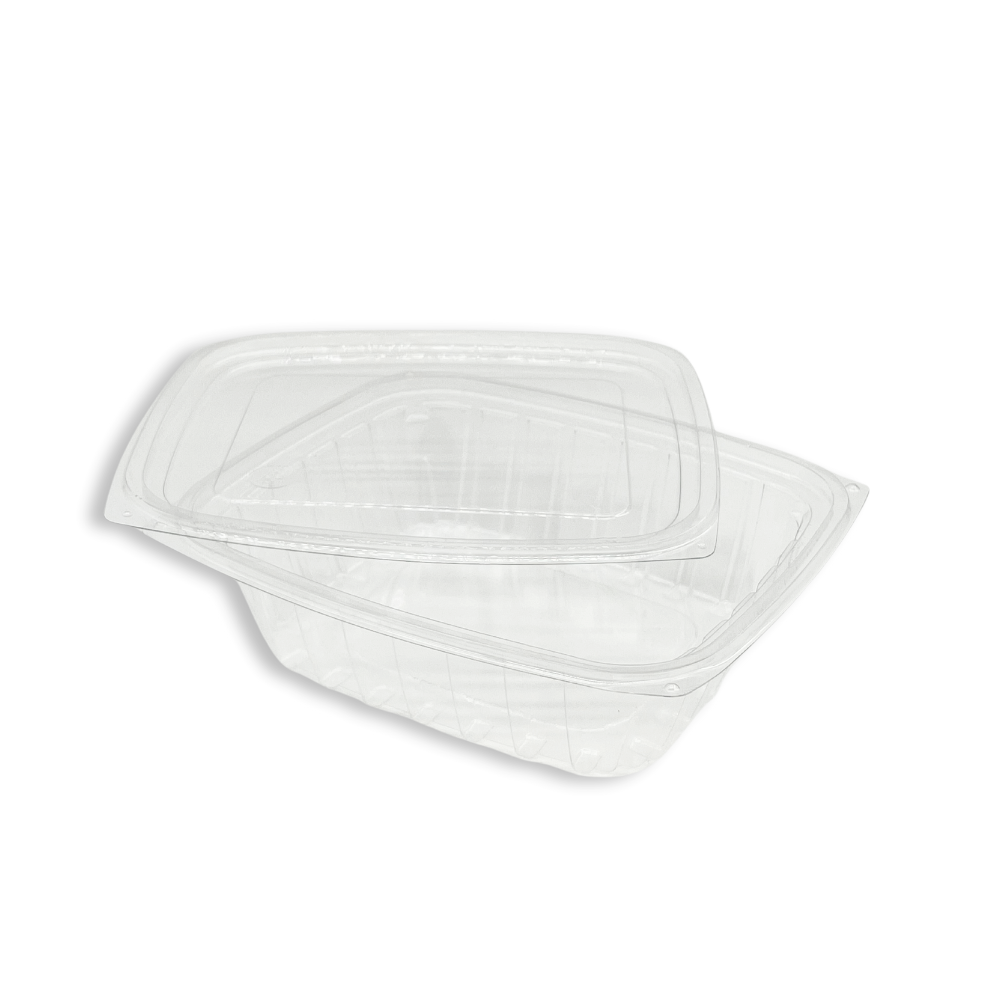 H079 | Contenants à salade rectangulaires transparents de 24 oz avec couvercle - 300 ensembles