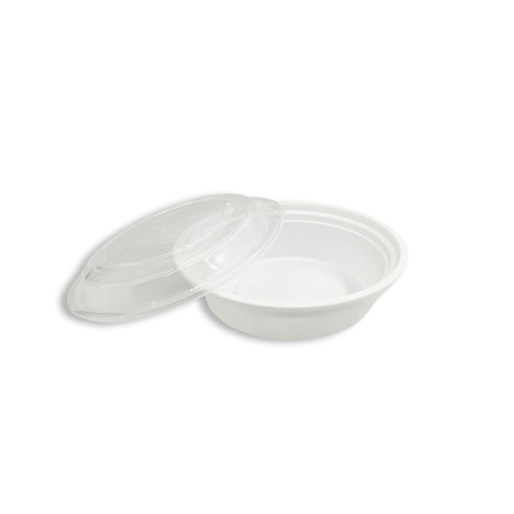 F-6016 | TD 16oz PP White Round Container W/ Lid (No hole)