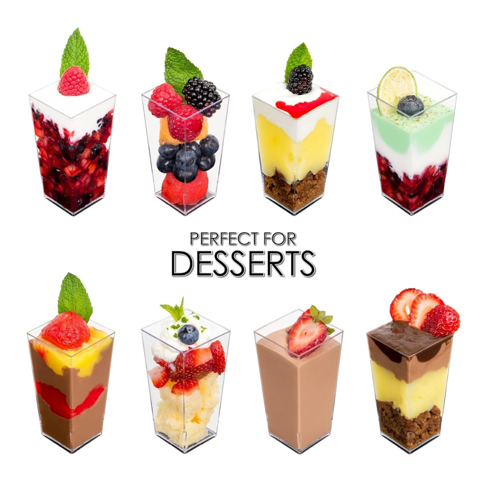 3oz Clear Trapezoid Mini Mousse Cup Dessert Cup - for dessert