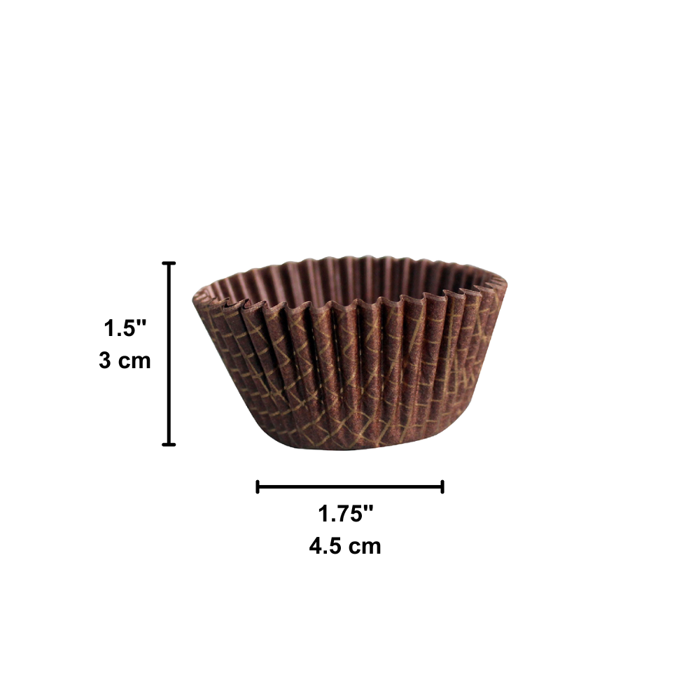 4.5" Brown With Golden Tartan Pattern Baking Paper Cup | Cupcake Liner