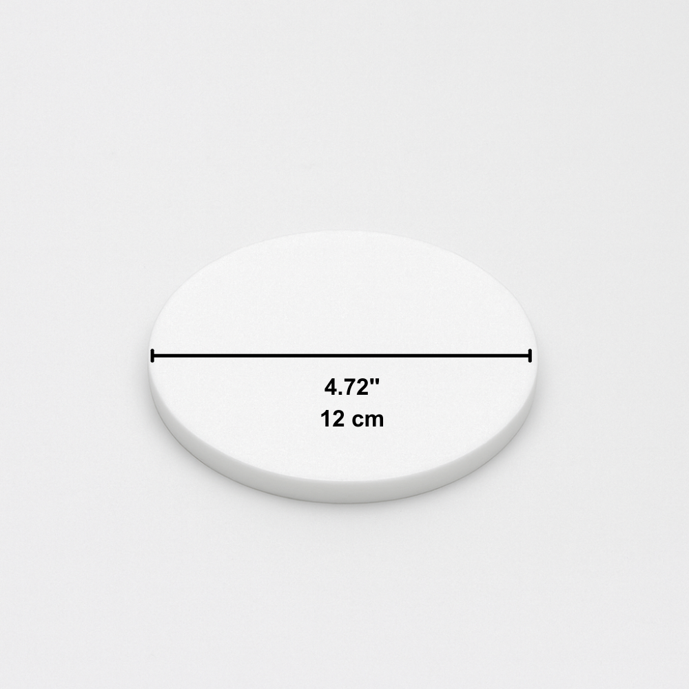 Size specifications for 4.72" waterproof anti-leak sealing round paper showing 12cm diameter for 90mm-98mm cups